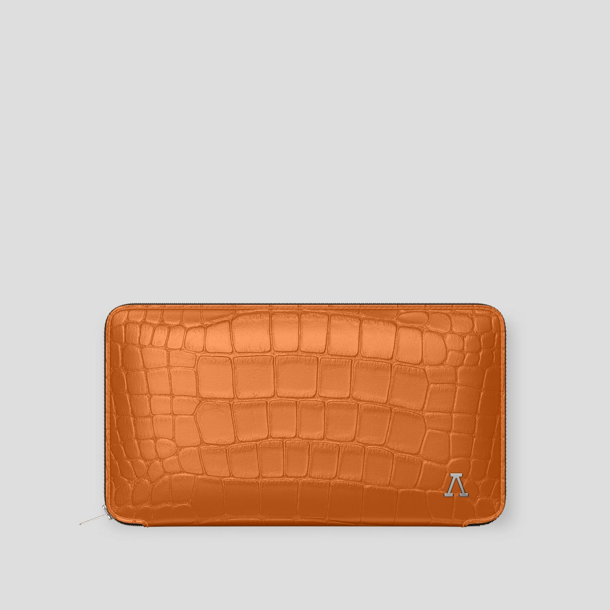 Orange Zip Wallet Case Alligator with Steel Metal -1 | Orange-Steel