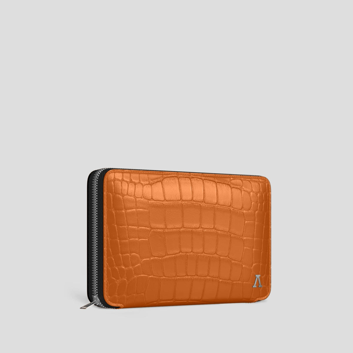Orange Zip Wallet Case Alligator with Steel Metal -2 | Orange-Steel