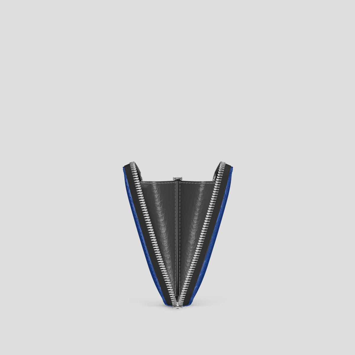 Royal Blue Zip Wallet Case Alligator with Steel Metal -3 | Royal-Blue-Steel